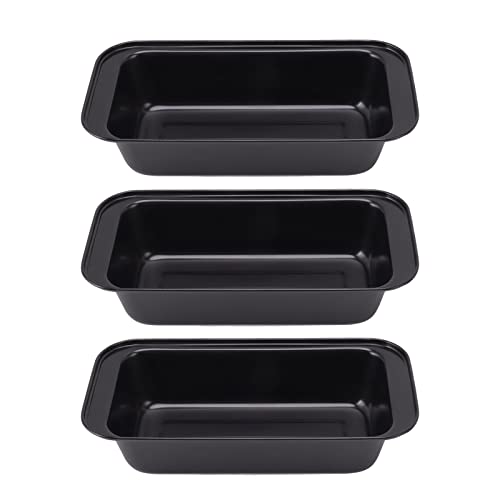 Rectangular Baking Box, Reusable and Durable Fast Heat Conduction 3PCS Black Baking Bread Pan Easy for Home Kitchen