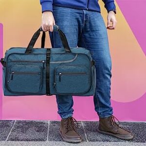 Travel Duffel Bag, 65L Foldable Travel Duffle Bag with Shoes Compartment and wet pocket, Waterproof & Tear Resistant (A4-Dark blue, 65L)