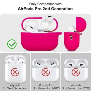 KOUJAON for Airpods Pro 2nd Generation Case Cover 2022，Soft Silicone Skin Case Cover with Bracelet Keychain Cute Apple Airpods Pro 2 Cover for Women Girls (Hot Pink)
