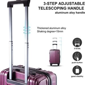 TydeCkare Luggage Set 3 Piece 20/24/28, 20" carry on with Front Pocket & 24/28" with Expandable, ABS+PC Suitcase with 4 Silent Wheels, TSA, YKK, Rose Red