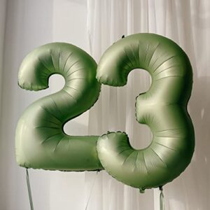 Sage Green Number 30 Balloons, 40 Inch Large Olive Green Foil Number 3 & 0 Balloons for Women, Self Inflating 30th Birthday Balloons for 30 Year Old Birthday Anniversary Party Decorations Supplies