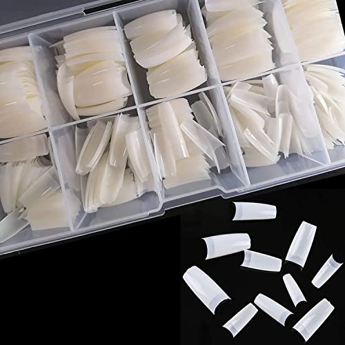 Acrylic Nail Tips French Fake Nails - 1000pcs French Nail Tips Half Cover Artificial Fake Nails with Storage Case