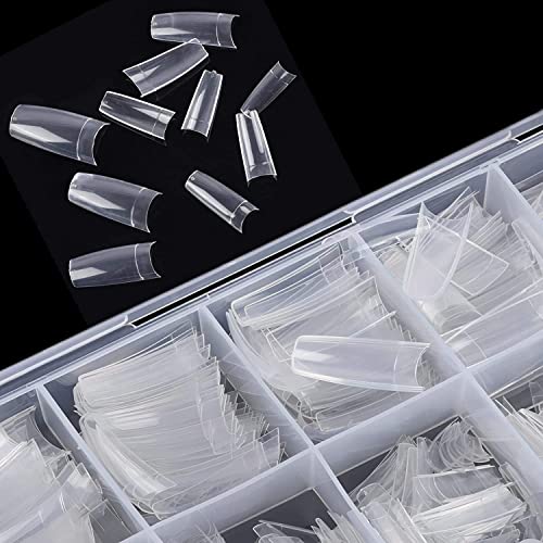 Acrylic Nail Tips French Fake Nails - 1000pcs French Nail Tips Half Cover Artificial Fake Nails with Storage Case