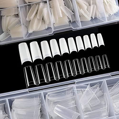 Acrylic Nail Tips French Fake Nails - 1000pcs French Nail Tips Half Cover Artificial Fake Nails with Storage Case