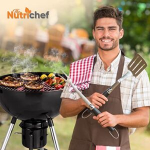 NutriChef Portable Outdoor Charcoal BBQ Grill, Barbecue Grills, Perfect for Picnic, Backyard, Patio, Camping, Offset Smoker with Cover