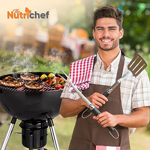 NutriChef Portable Outdoor Charcoal BBQ Grill, Barbecue Grills, Perfect for Picnic, Backyard, Patio, Camping, Offset Smoker with Cover