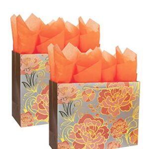 2 Pack 13" Large Rose Gold Gift Bag Set with Greeting Card and Orange Tissue Paper for celebrating birthdays,weddings,anniversaries,Mother's Day,and more-13"x10.1"x5.2”,2 Pcs.