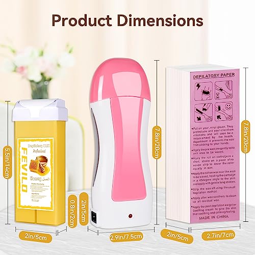 Roller Waxing Kit for Women, Roll on Wax Warmer Kit for Hair Removal, For Larger Areas of the Body, Sensitive Skin Wax Roller Kit for Hair Removal