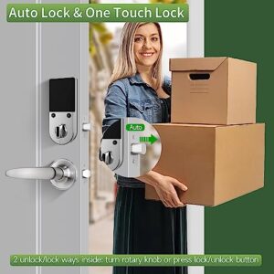 Harfo Fingerprint Door Lock with 2 Lever Handles, Smart Door Lock, Keyless Entry Door Lock, Door Locks with Keypads, Front Door Lock Set, Keypad Door Lock with Handle (Satin Nickel)