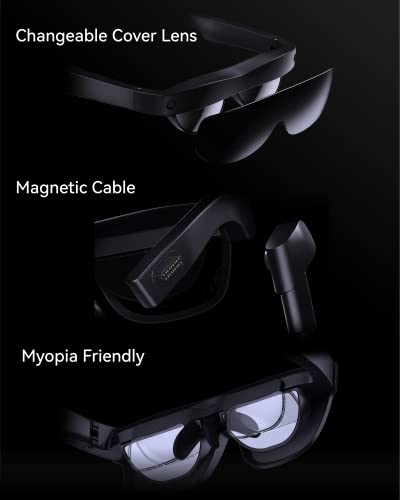 RayNeo XR Glasses - TCL NXTWEAR S with 201" Micro OLED, 1080P Video Display Glasses, Dynamic Stereo Sound, 3D Movie, Multi-Window Work, Watch and Game on PC/Android/iOS/Consoles/Cloud (Not RayNeo X2)