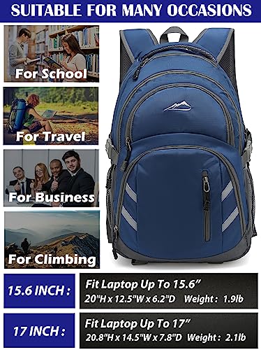 ProEtrade Extra Large Backpack Bookbag for College Laptop Travel, Fit Laptop Up to 17 inch with USB Charging Port Multi Compartment Anti theft, Gift for Women Men (Blue)