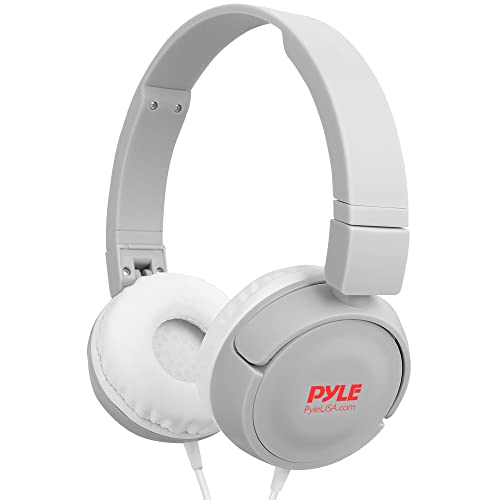 PYLE Lightweight Kids Wired Headphones - Foldable Adjustable Corded On Ear Headset for Children/Boys/Girls - Smartphones/Computer/Tablet/School/Kindle/Airplane Travel,Grey