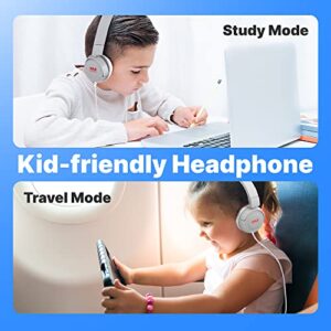 PYLE Lightweight Kids Wired Headphones - Foldable Adjustable Corded On Ear Headset for Children/Boys/Girls - Smartphones/Computer/Tablet/School/Kindle/Airplane Travel,Grey