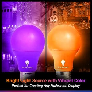 4 Pack A19 LED Purple Light Bulb LED Orange Light Bulb 120V E26 Base 9 Watt (60-watt Replacement) Purple Bulb Orange Bulb, Party Decoration, Porch, Home Lighting, Halloween Light Bulbs