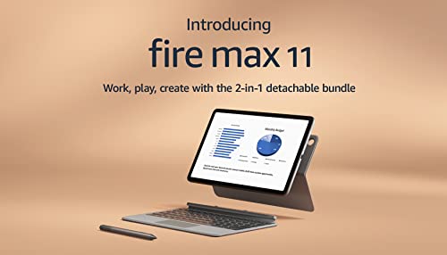 Introducing Amazon Fire Max 11 tablet productivity bundle with Keyboard Case, Stylus Pen, octa-core processor, 4 GB RAM to do more throughout your day, 128 GB, Gray, without lockscreen ads