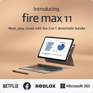 introducing amazon fire max 11 tablet productivity bundle with keyboard case, stylus pen, octa-core processor, 4 gb ram to do more throughout your day, 128 gb, gray, without lockscreen ads