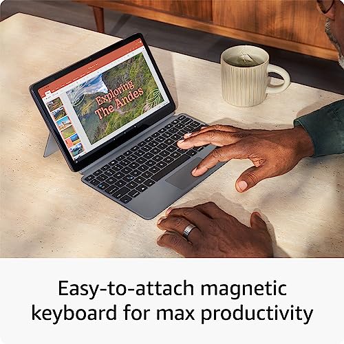 Introducing Amazon Fire Max 11 tablet productivity bundle with Keyboard Case, Stylus Pen, octa-core processor, 4 GB RAM to do more throughout your day, 128 GB, Gray, without lockscreen ads