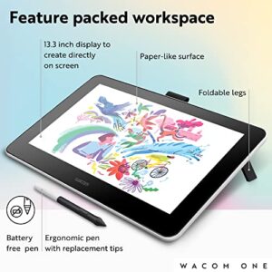 Wacom One HD Refurbished Creative Pen Display, Drawing Tablet with Screen, 13.3" Graphics Monitor