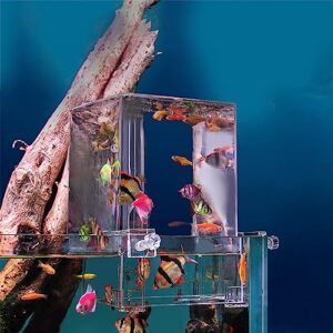 TREELF Complete Set of Negative Pressure Fish Tank Floating Betta Fish Tank Mini Suspended Fish Bowl Ecological Aquarium with Landscaping and Decoration for Small Space Living Room or Desktop