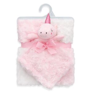 ultra soft pink swirl rosette baby girl blanket with unicorn security blanket 2-piece gift set