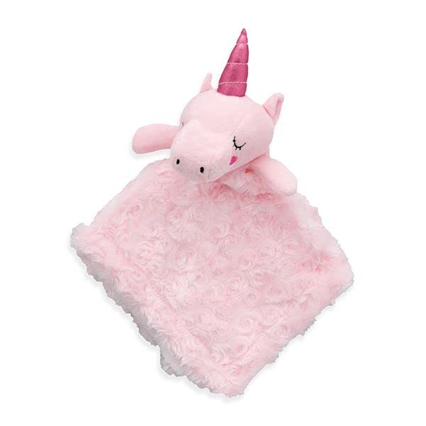 Ultra Soft Pink Swirl Rosette Baby Girl Blanket with Unicorn Security Blanket 2-Piece Gift Set