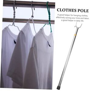 Housoutil Clothes Rail Retractil De Drying Rack Clothing Clothesline Pole for Outside Clothes Reaching Rods Retractable Clothesline Prop Clothesline Prop Hooks Drying Clothes