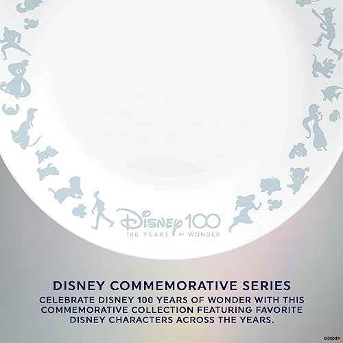 Corelle Vitrelle Micky Mouse 4-PC Appetizer Plates Set, 6.75" Dinnerware Glass Plates for Appetizers, Disney Commemorative Series