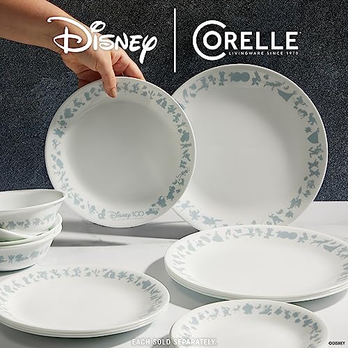 Corelle Vitrelle Micky Mouse 4-PC Appetizer Plates Set, 6.75" Dinnerware Glass Plates for Appetizers, Disney Commemorative Series