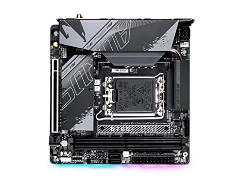 GIGABYTE B760I AORUS PRO (LGA 1700/ Intel/ B760/ Mini-ITX/ DDR5/ Dual M.2/ PCIe 4.0/ USB 3.2 Gen2X2 Type-C/WiFi 6E/ Intel 2.5GbE LAN/Q-Flash Plus/Motherboard)