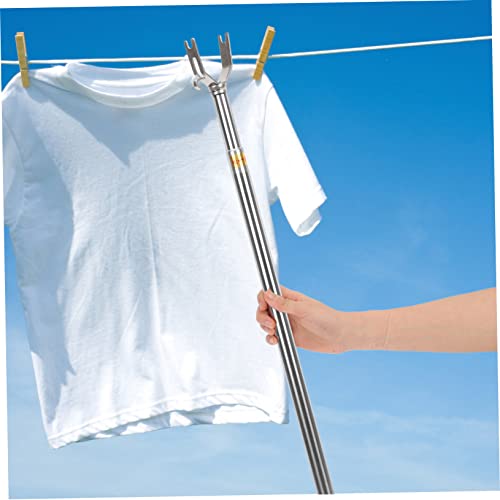 Housoutil 2pcs Clothes Rail Retractil De Drying Rack Clothing Clothes Reaching Stick Ceiling Reaching Pole Clothesline Pole for Outside Clothesline Pole Hooks Clothesline Prop