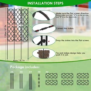 Garden Trellis for Climbing Plants Outdoor, 4FT Tall Plant Support Trellis Cage for Indoor Potted Plants, Plant Trellises Frame for Vines, Flowers, Vegetable, Rustproof Lattice Grid Panels for Rose