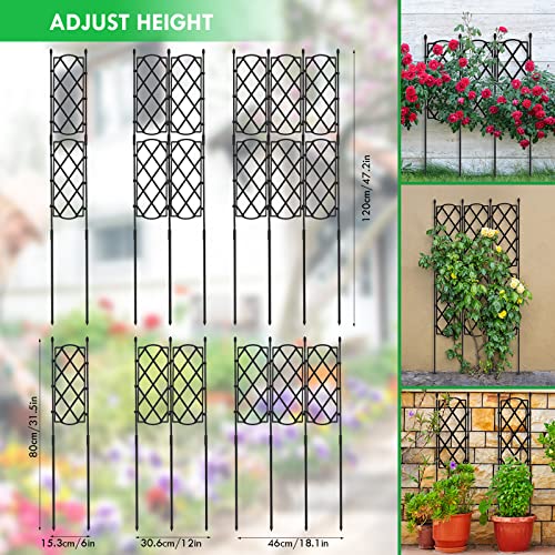 Garden Trellis for Climbing Plants Outdoor, 4FT Tall Plant Support Trellis Cage for Indoor Potted Plants, Plant Trellises Frame for Vines, Flowers, Vegetable, Rustproof Lattice Grid Panels for Rose