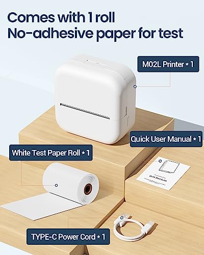 memolife M02L Mini Inkless Sticker Printer - Inkless Printer for iOS & Android, Bluetooth Printer with 1 Roll Non-Adhesive Paper, Mini Pocket Printer for DIY Creation, Study Notes, Mini Photo Printer