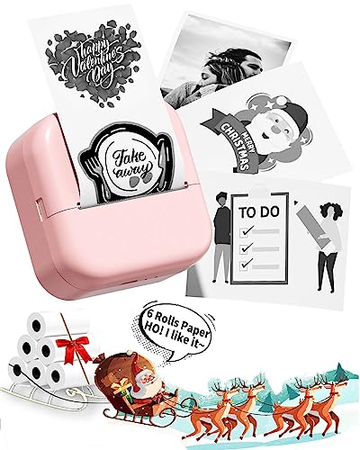 memolife 𝟐𝟎𝟐𝟑 𝐅𝐮𝐧 𝐆𝐢𝐟𝐭 Sticker Maker Machine - Mini Thermal Printer with 6 Rolls Non-Adhesive Paper (2in*21.3ft/Roll), Inkless Printer for iPhone & Android, Portable Mini Printer for DIY