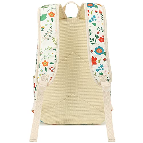 CAMTOP Preschool Backpack for Kids Girls Small Backpack Purse Kindergarten School Bookbags for Toddler Travel (Age 3-9 Year,Flowers Leaves Beige)