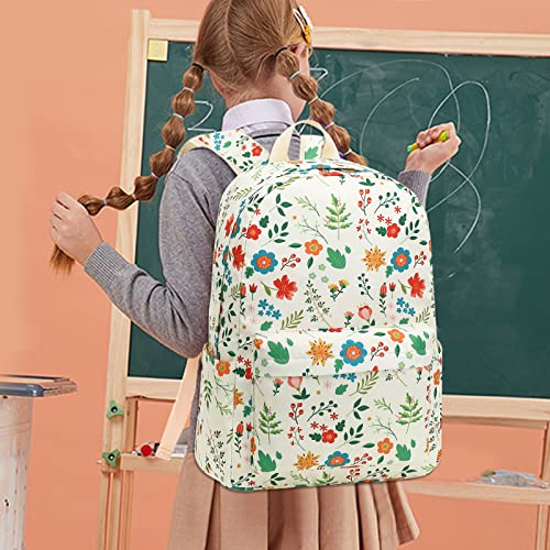 CAMTOP Preschool Backpack for Kids Girls Small Backpack Purse Kindergarten School Bookbags for Toddler Travel (Age 3-9 Year,Flowers Leaves Beige)