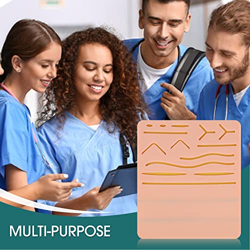 Skillssist Suture Practice Pad & Injection IV Training Pad with 14 Pre-Cut Wounds and 2 Veins, 2-in-1 Training pad for IV Injection Training & Suturing Practice for Medical Students and Doctors