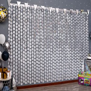 manstarsi disco party decorations, 2 pack disco ball photo booth props,3.3x6.6 ft silver foil fringe curtains, photo backdrop for the 70s & 80s party, last disco bachelorette party decor