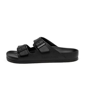 SAGUARO Men's Women's Comfort Double Buckle Sandals Lightweight Adjustable EVA Sandals with Rubble Sole Black