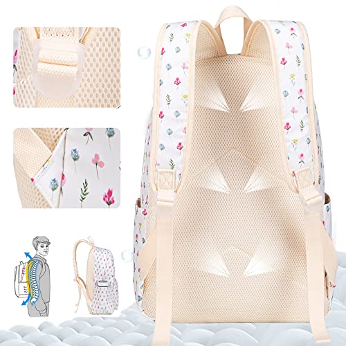 School Backpack Teen Girls Kids Lightweight College Waterproof School Laptop Casual Backpack (Floral)