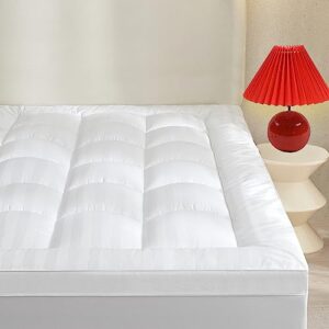 mirout mattress topper queen size, extra thick cooling mattress pad cover with 8-21 inch deep pocket, 3d snow down alternative fill pillow top