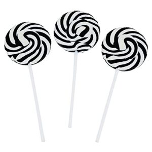 black swirl lollipops - 24 candy suckers individually wrapped bulk - 2 inch pops - great for birthday party favor candy - candy buffet - wedding - graduation - baby shower - halloween - goodies for kids and adults