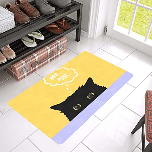 susiyo Doormat Cute Black cat Yellow Eyes Non-Slip Indoor 30"x18" Entryway Door Mat (Rubber Backing)