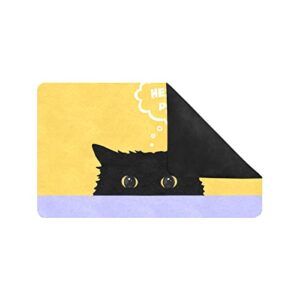 susiyo Doormat Cute Black cat Yellow Eyes Non-Slip Indoor 30"x18" Entryway Door Mat (Rubber Backing)