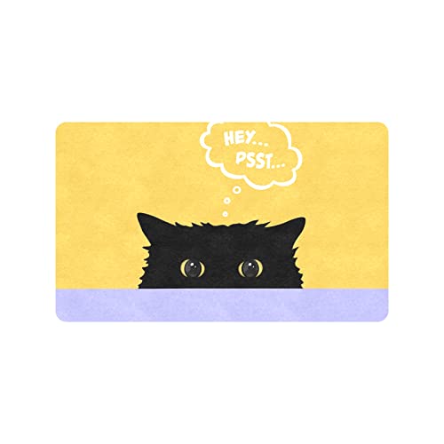 susiyo Doormat Cute Black cat Yellow Eyes Non-Slip Indoor 30"x18" Entryway Door Mat (Rubber Backing)