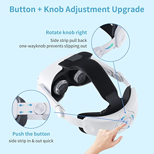 Adjustable Head Strap for Oculus/Meta Quest 2,Upgraded 3-in-1 Replacement Elite Strap with PU Sponge Pad,One-Click Release Function Design,Comfort VR Accessories Ensures Relaxed Video Games