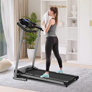 jeteago 2.5hp folding treadmill with 12 modes, electric running walking exercise machine with lcd monitor, cup holder