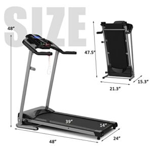 JETEAGO 2.5HP Folding Treadmill with 12 Modes, Electric Running Walking Exercise Machine with LCD Monitor, Cup Holder