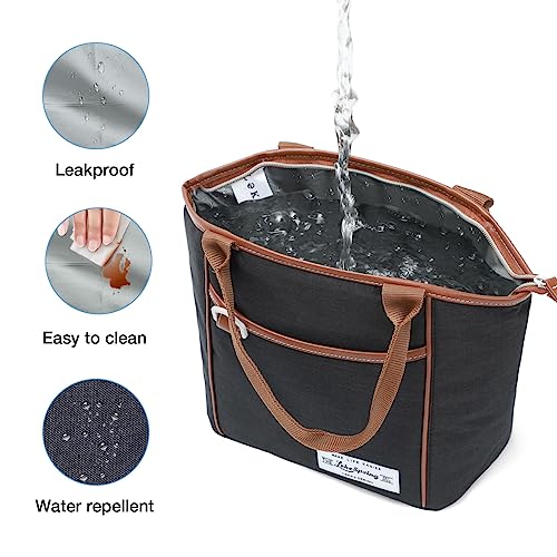 Lekespring 𝐋𝐮𝐧𝐜𝐡 𝐁𝐚𝐠 𝐖𝐨𝐦𝐞𝐧 Tote Coolers Box Leakproof Lunchbox Adult,Black, 𝟐 𝐩𝐜𝐬 𝐈𝐜𝐞 𝐏𝐚𝐜𝐤𝐬 (9L)