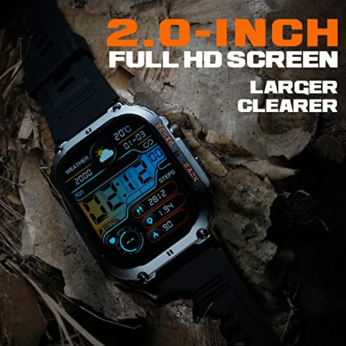KACLUT Smart Watch,100M Waterproof Rugged Military Smartwatch with Bluetooth Call(Answer/Dial Calls) 2-inch Utral Large HD Display 70 Days Extra Long Battery Life,100+ Sports Modes Fitness Tracker